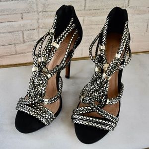 Schutz Silver Strappy Heels US 8